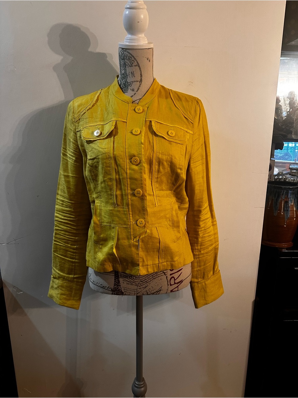 Asara Bright Yellow Button-Front Women's Blazer